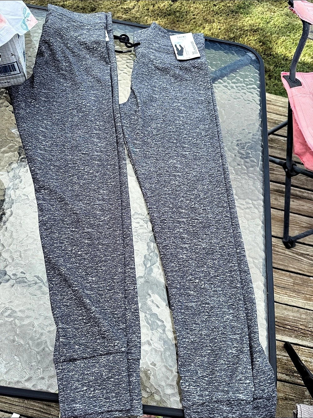 2-pair of No Boundaries Tie Waist High-Rise Legging Leggings Gray & White Small